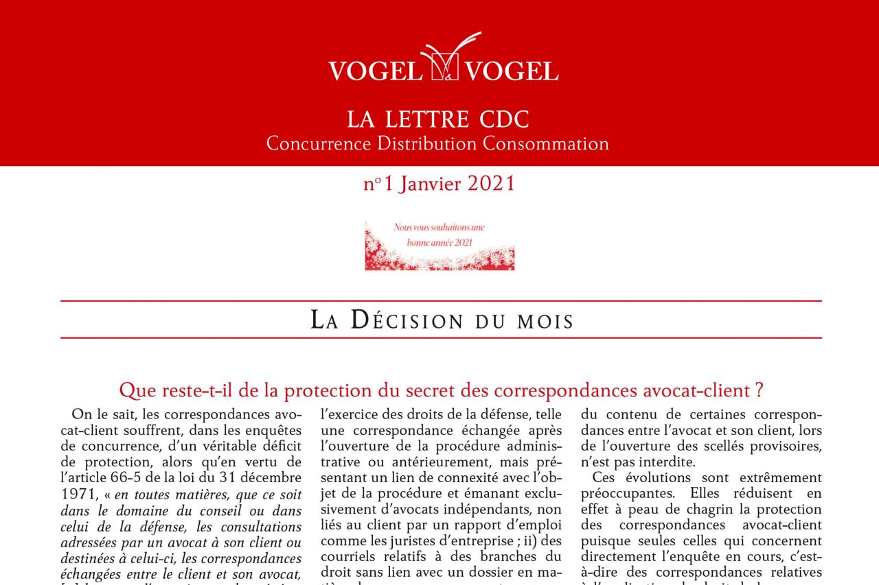 ogel & Vogel • CDC 1 janvier 2021