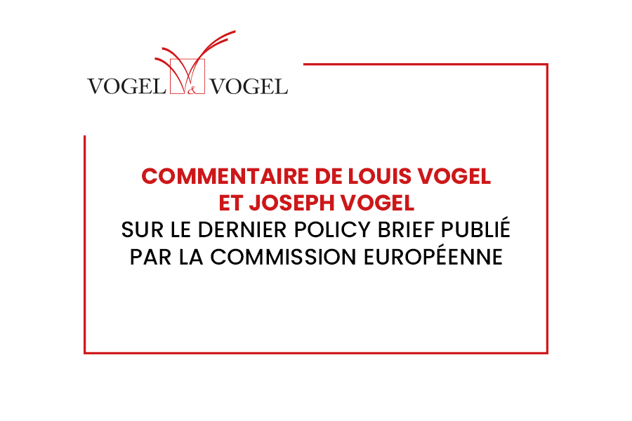 commentaire de Louis Vogel et Joseph Vogel sur le dernier Policy Brief publié par la Commission européenne